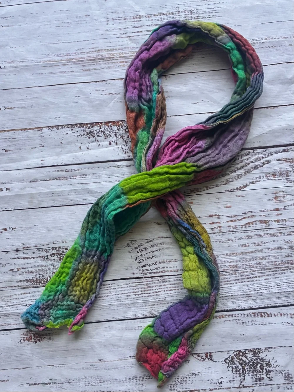 Hand-Dyed Multicolor Textured Scarf Pashmina Rave